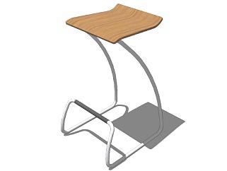 弹簧凳实木座椅SU模型下载_sketchup草图大师SKP模型