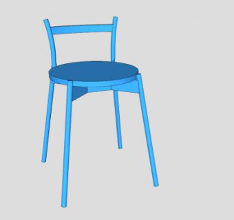 宜家蓝色桌椅SU模型下载_sketchup草图大师SKP模型