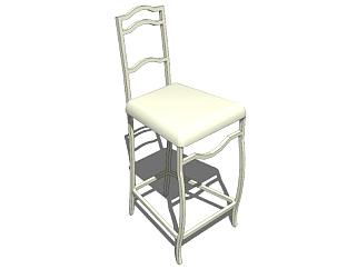 白色座椅舒适靠背椅SU模型下载_sketchup草图大师SKP模型