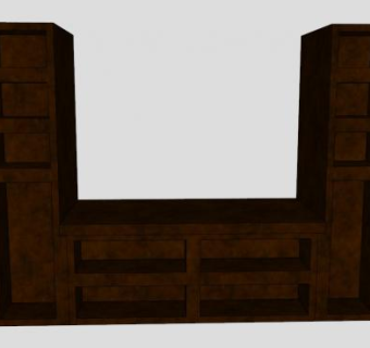 棕褐色现代电视长柜SU模型下载_sketchup草图大师SKP模型