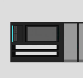黑色长方形电视柜SU模型下载_sketchup草图大师SKP模型