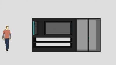 黑色长方形电视柜SU模型下载_sketchup草图大师SKP模型