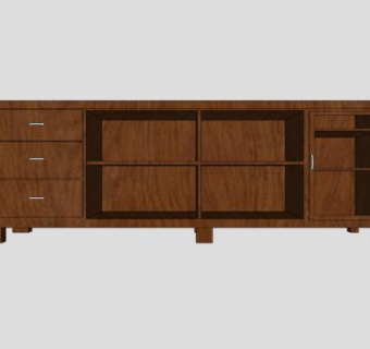现代的实木电视柜SU模型下载_sketchup草图大师SKP模型