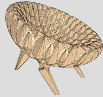 木制扶手椅SU模型下载_sketchup草图大师SKP模型