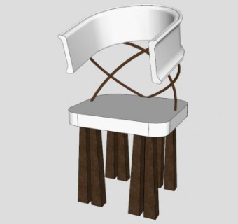 球杆凳座椅SU模型下载_sketchup草图大师SKP模型