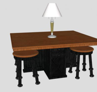 早餐桌座椅SU模型下载_sketchup草图大师SKP模型