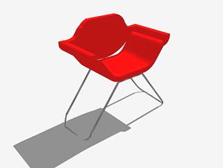 亮红色椅子SU模型下载_sketchup草图大师SKP模型