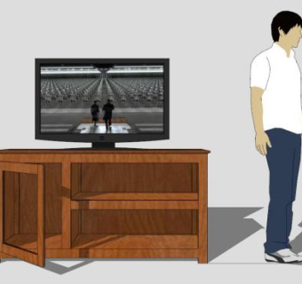 实木中式简约电视柜SU模型下载_sketchup草图大师SKP模型