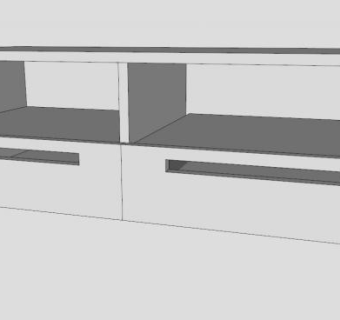 简欧风格纯白色电视柜SU模型下载_sketchup草图大师SKP模型