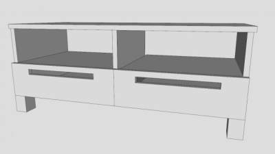 简欧风格纯白色电视柜SU模型下载_sketchup草图大师SKP模型