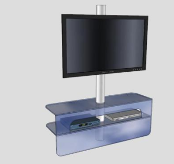 蓝色玻璃电视柜SU模型下载_sketchup草图大师SKP模型