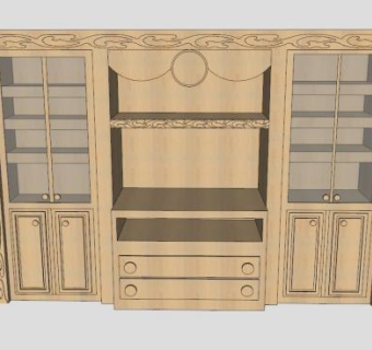 电视柜书柜玻璃橱窗SU模型下载_sketchup草图大师SKP模型