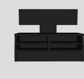 黑色现代简约电视柜SU模型下载_sketchup草图大师SKP模型