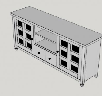 乡村风格电视柜SU模型下载_sketchup草图大师SKP模型