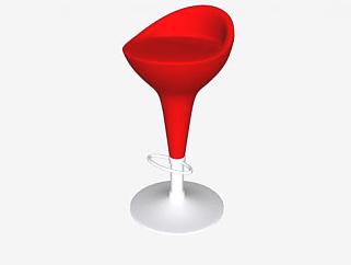 简易红色吧台椅SU模型下载_sketchup草图大师SKP模型