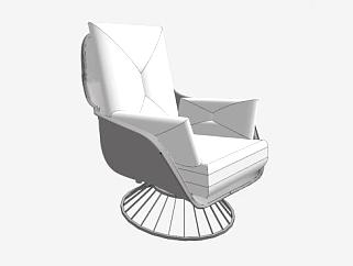 光泽白色舒适躺椅SU模型下载_sketchup草图大师SKP模型