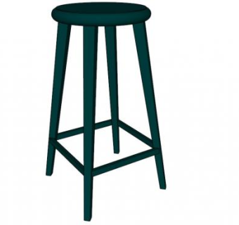 酒吧凳子绿色吧椅SU模型下载_sketchup草图大师SKP模型