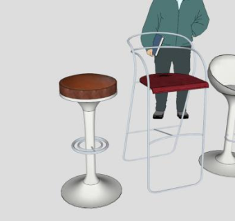 高脚椅酒吧座椅SU模型下载_sketchup草图大师SKP模型