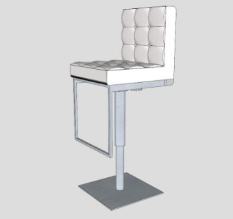 白色高背皮凳吧椅SU模型下载_sketchup草图大师SKP模型