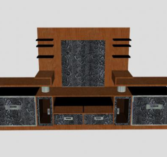 木材制成的现代电视柜SU模型下载_sketchup草图大师SKP模型