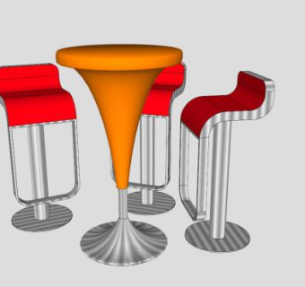 红色吧椅酒吧凳SU模型下载_sketchup草图大师SKP模型