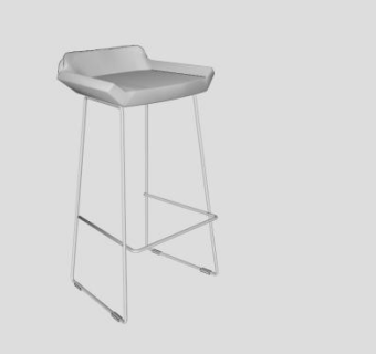 白色吧椅现代酒吧凳子SU模型下载_sketchup草图大师SKP模型