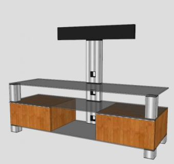 不带电视的电视柜SU模型下载_sketchup草图大师SKP模型