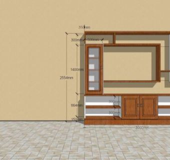 现代化实木的电视柜SU模型下载_sketchup草图大师SKP模型