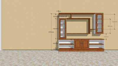 现代化实木的电视柜SU模型下载_sketchup草图大师SKP模型