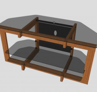 木头和玻璃电视柜SU模型下载_sketchup草图大师SKP模型