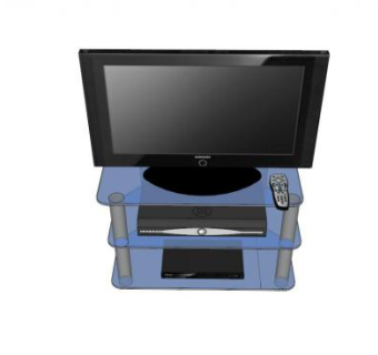 玻璃和金属的蓝色电视柜SU模型下载_sketchup草图大师SKP模型