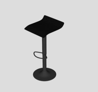 黑色吧椅可调高度旋转杆凳SU模型下载_sketchup草图大师SKP模型