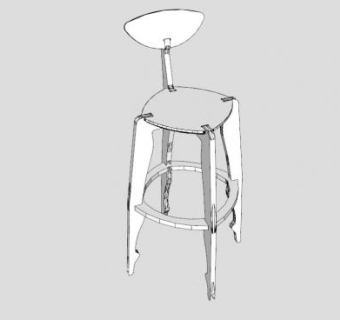 白色舞酒吧凳子SU模型下载_sketchup草图大师SKP模型