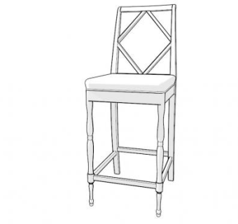现代酒吧凳子白色吧椅SU模型下载_sketchup草图大师SKP模型
