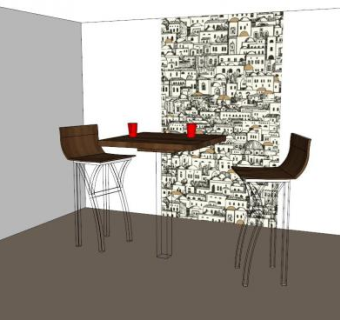 曲木吧椅酒吧凳子SU模型下载_sketchup草图大师SKP模型