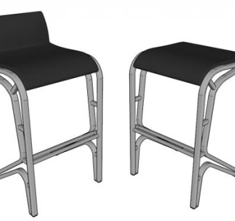 黑色吧椅酒吧凳子SU模型下载_sketchup草图大师SKP模型