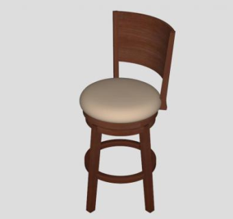 实木旋转酒吧凳子SU模型下载_sketchup草图大师SKP模型