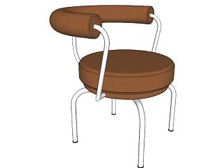 棕色扶手椅办公椅子SU模型下载_sketchup草图大师SKP模型