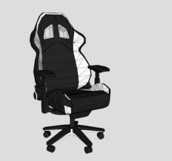 带臂办公椅游戏赛车座椅SU模型下载_sketchup草图大师SKP模型