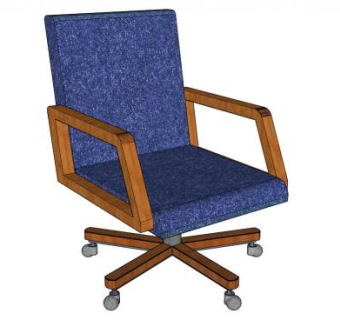 蓝色滑轮办公椅SU模型下载_sketchup草图大师SKP模型
