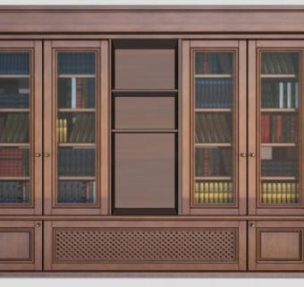 现代书柜电视架SU模型下载_sketchup草图大师SKP模型