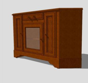 实木墙角电视架SU模型下载_sketchup草图大师SKP模型