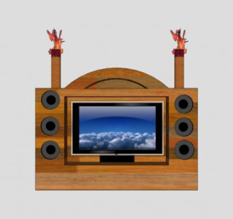 拱形电视柜SU模型下载_sketchup草图大师SKP模型