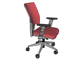 红色办公椅办公家具SU模型下载_sketchup草图大师SKP模型