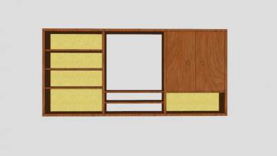 木制中式电视长柜SU模型下载_sketchup草图大师SKP模型