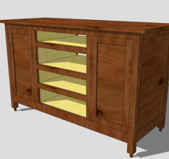 桦木中式电视柜SU模型下载_sketchup草图大师SKP模型