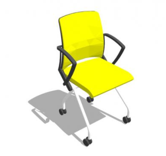 黄色中背部办公椅SU模型下载_sketchup草图大师SKP模型