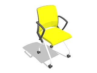 黄色中背部办公椅SU模型下载_sketchup草图大师SKP模型