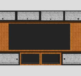 木质玻璃电中式视柜SU模型下载_sketchup草图大师SKP模型