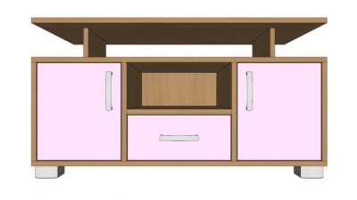 粉红色木制电视柜SU模型下载_sketchup草图大师SKP模型